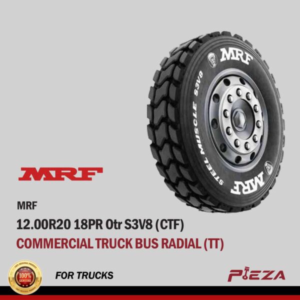 MRF Commercial Truck Bus Radial (TT) 12.00R20 18PR Otr S3V8 (CTF)