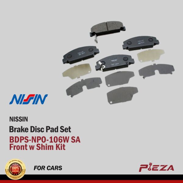 NISSIN Brake Disc Pad Set BDPS-NPO-106W-SA Front w/ Shim Kit - Civic 1987-1992