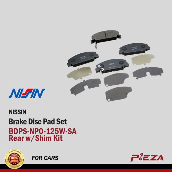 NISSIN Brake Disc Pad Set BDPS-NPO-125W-SA Rear w/ Shim Kit - CR-V RD4/5 2002-2007