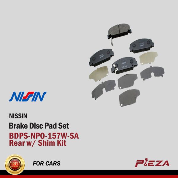 NISSIN Brake Disc Pad Set BDPS-NPO-157W-SA Rear w/ Shim Kit - Pilot 2012-Up