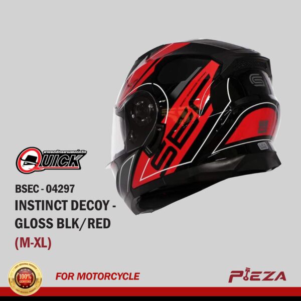 SEC Instinct Decoy Full Face Helmet  - Gloss Blk/Red