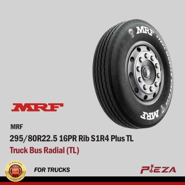 MRF Truck Bus Radial (TL) 295/80R22.516 PR Rib S1R4 Plus TL