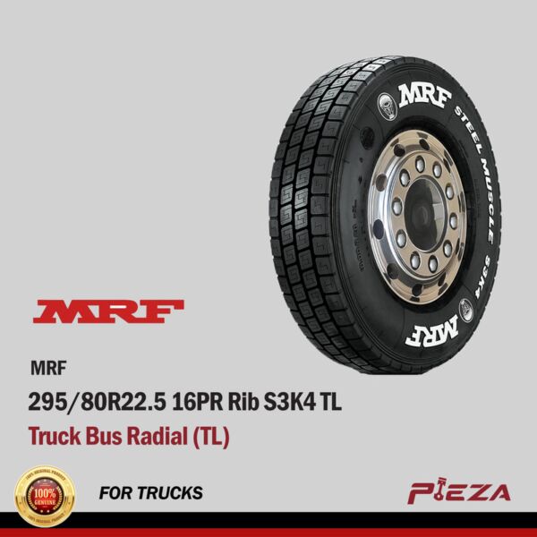 MRF Truck Bus Radial (TL) 295/80R22.516 PR Rib S3K4 TL