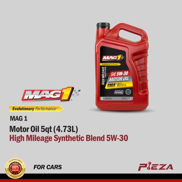 MAG 1 High Mileage Synthetic Blend 5W-30 Motor Oil 5 Quarts/4.73 Liters