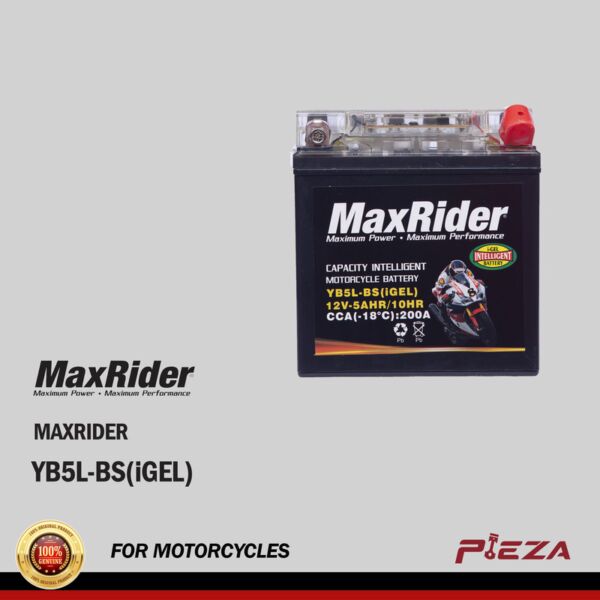 MAXRIDER YB5L-BS(iGEL) Maintenance-Free Motorcycle Battery