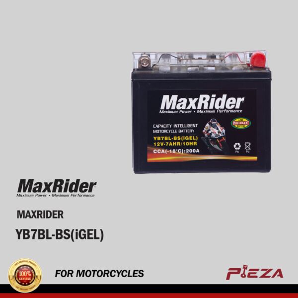 MAXRIDER YB7BL-BS(iGEL) Maintenance-Free Motorcycle Battery