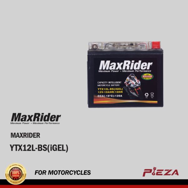 MAXRIDER YTX12L-BS(iGEL) Maintenance-Free Motorcycle Battery