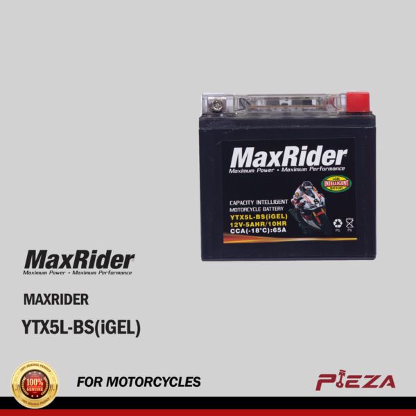 MAXRIDER YTX5L-BS(iGEL) Maintenance-Free Motorcycle Battery