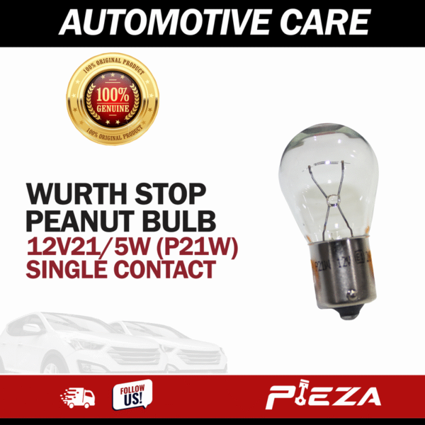 WURTH Stop Bulb Clear - 12V21/5W (P21W) - Single Contact