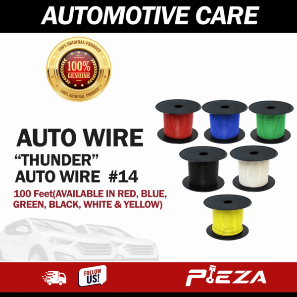 THUNDER AUTO WIRE #14 100 Feet (AVAILABLE IN RED, BLUE, GREEN, BLACK, WHITE & YELLOW)