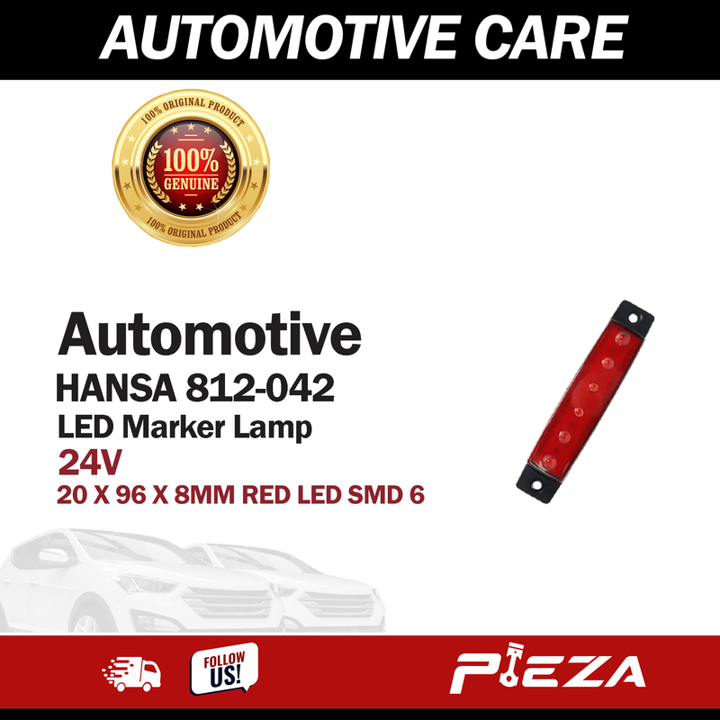 HANSA 812-042 LED Marker Lamp 24V 20 X 96 X 8MM RED LED SMD 6
