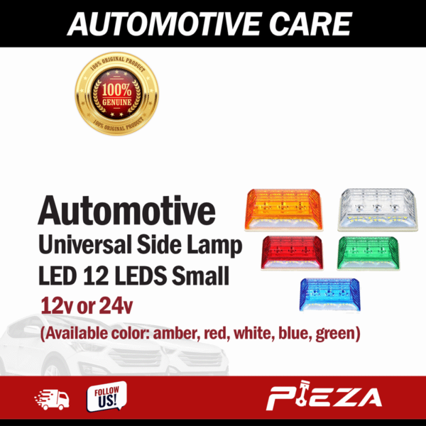 UNIVERSAL SIDE LAMP LED 12 LEDS SMALL 12v or 24v Available color: AMBER, RED, WHITE, BLUE, GREEN